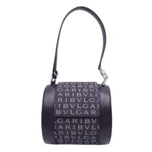 Bvlgari BVLGARI Shoulder Bag Logomania Gray x Black Canvas Leather Women's